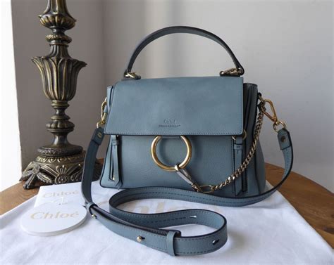 CHLOE Calfskin Mini Faye Day Shoulder Bag Cloudy Blue 